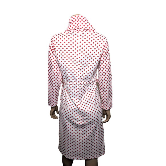 Vintage 70s Womens Red White Polka Dot Dress Tie Cinch Waist Sears - Picture 4 of 9